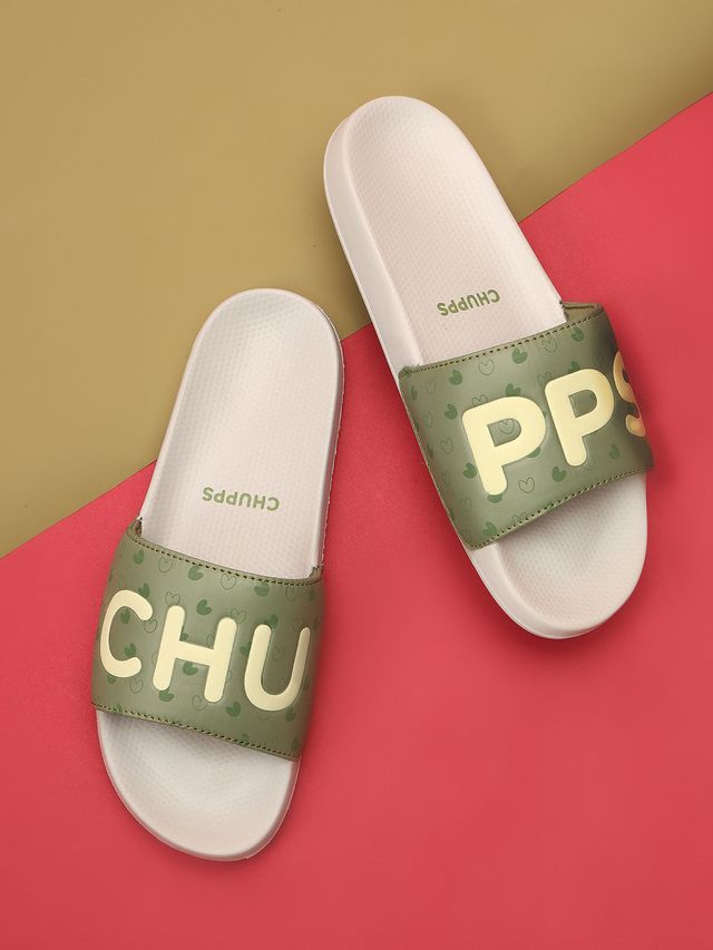 Chupps Womens LOVE BUG Green Grey Flip flop Sliders