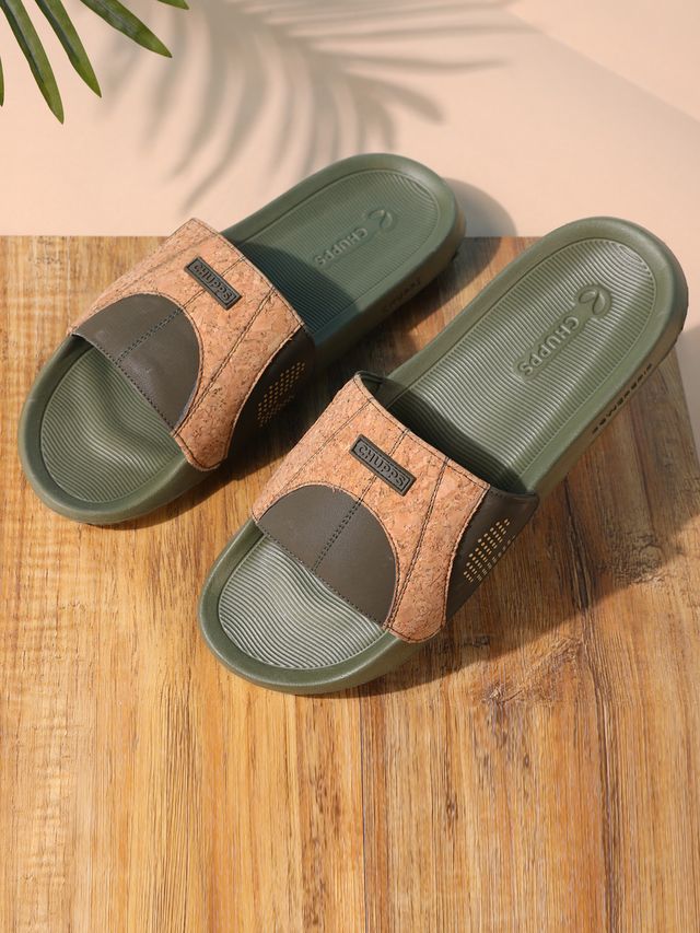 Chupps Mens Arc Olive Off white Flipflop  Sliders