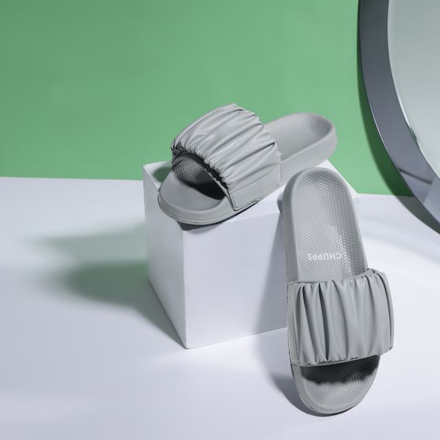 Chupps Womens RUFFEL Grey Flip flop Sliders