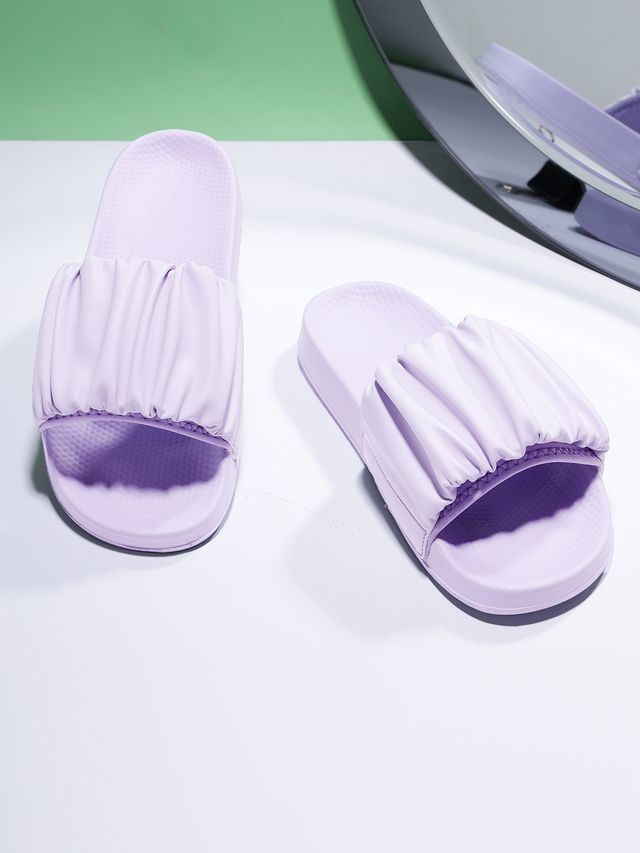 Chupps Womens RUFFEL Purple Flip flop Sliders