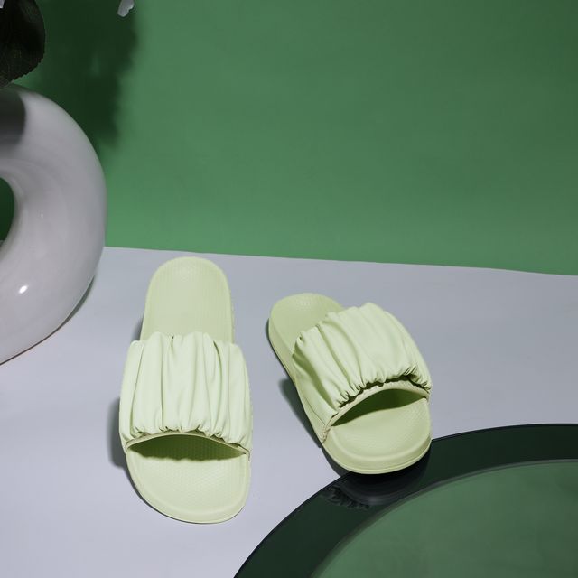 Chupps Womens RUFFEL Pista Green Flip flop Sliders