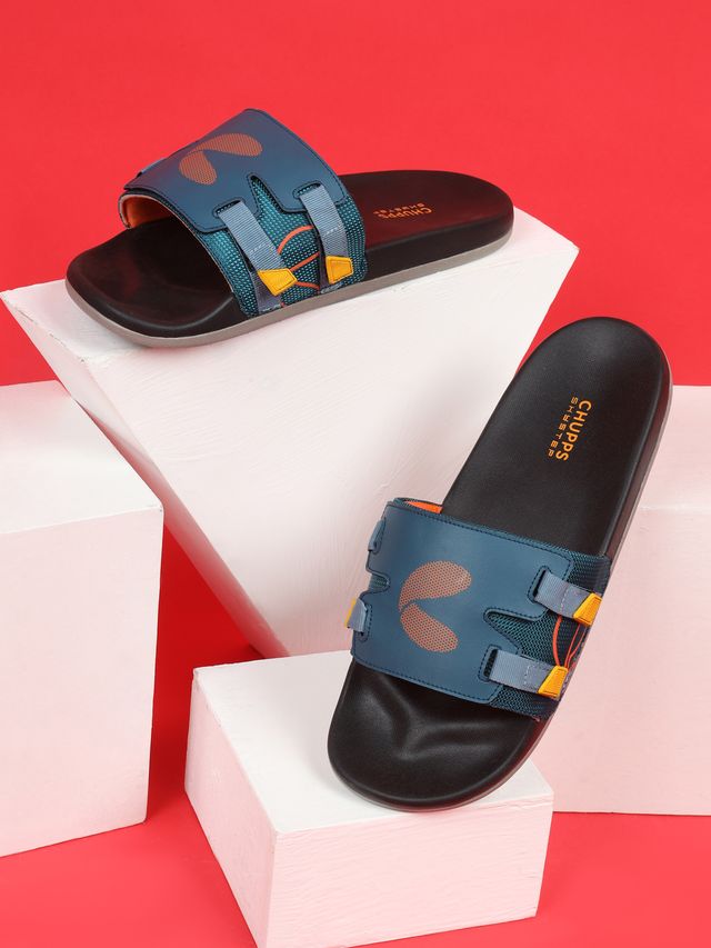 Chupps Mens Phantom Teal Orange Flip flop Sliders