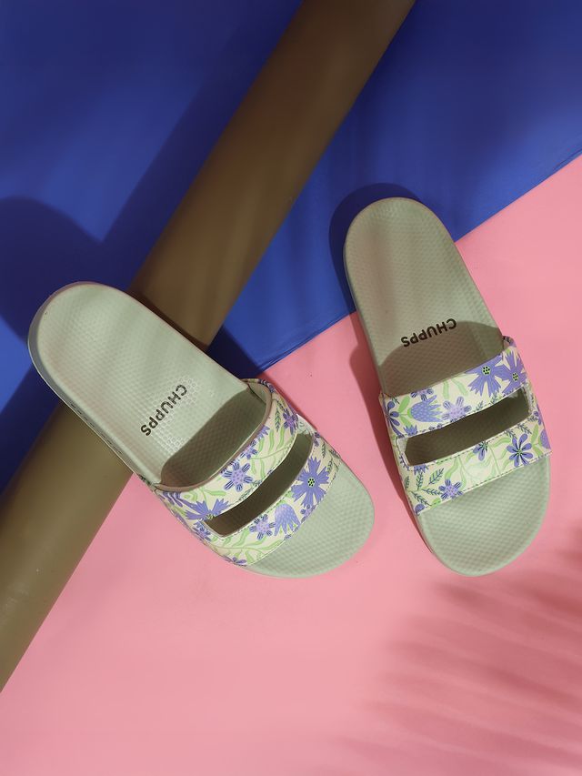 Chupps Womens LUNE Lime Green Flip flop Sliders