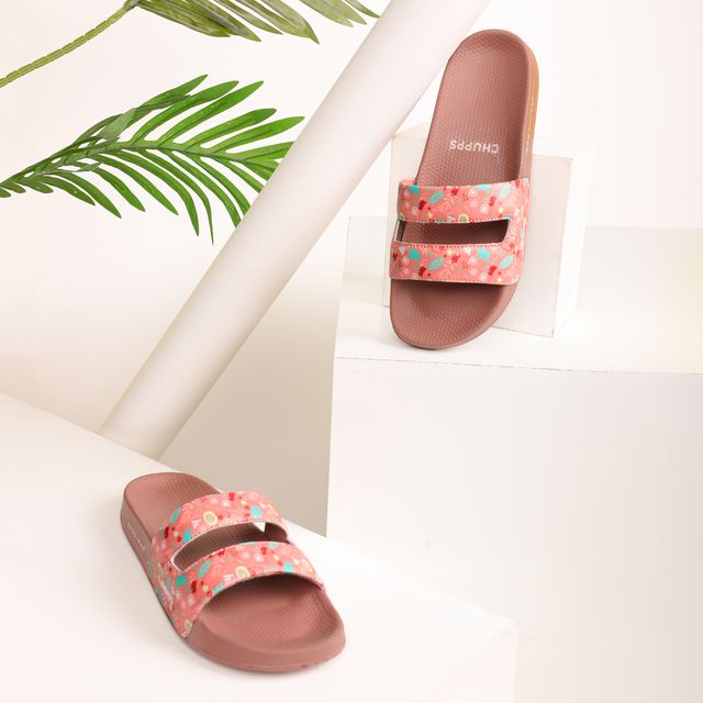 Chupps Womens MIMO Peach Flip flop Sliders