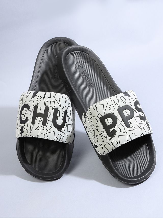 Chupps Mens Bolt Grey Black Flip flop Sliders