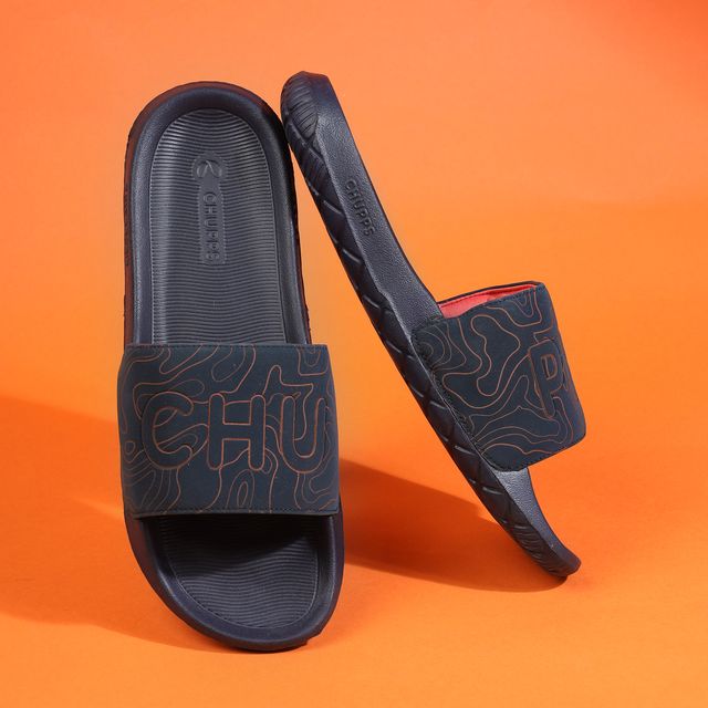 Chupps Mens Strata Navy Blue Flip flop Sliders