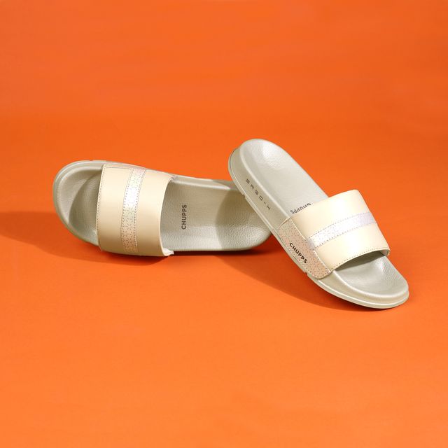 Chupps Womens Orla Beige Flip flop Sliders