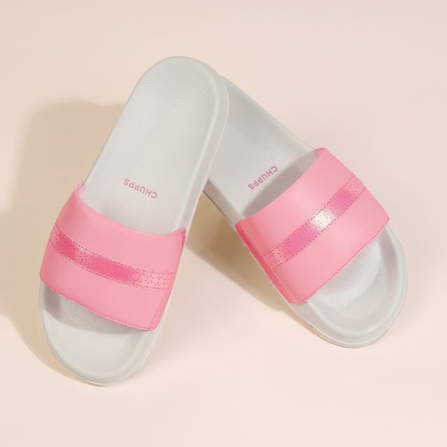 Chupps Womens Orla Pink White Flip flop Sliders