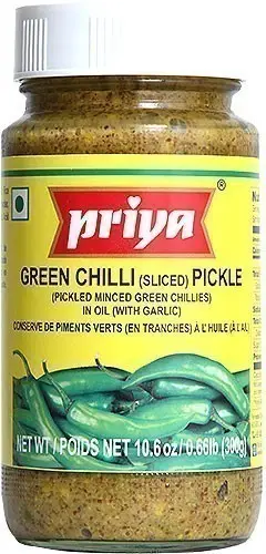 Priya Green Chili (Sliced) Pickle With Garlic