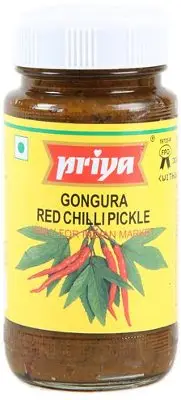 Priya Gongura Red Chili Pickle With Garlic