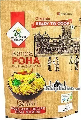 24 Mantra Organic Kanda Poha (Rice Flakes & Onion Mix)   Ready To Cook