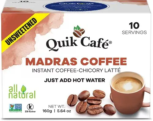 Quik Cafe Instant Madras Coffee   Unsweetened (10 Pack)