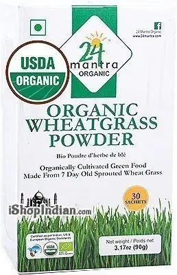 24 Mantra Organic Wheat Grass Powder   30 Sachets