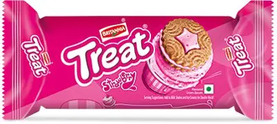 Britannia Treat Biscuits   Strawberry Cream Flavor