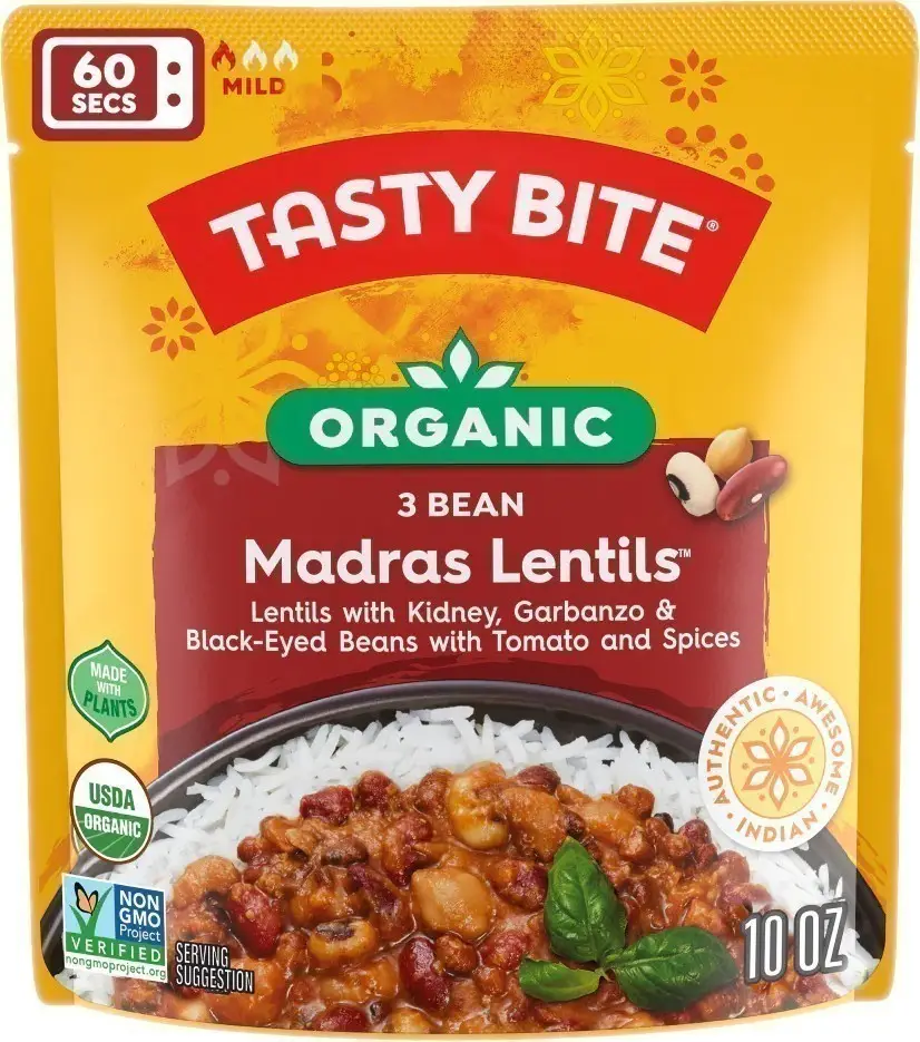 Tasty Bite Organic Organic Madras Lentils   3 Bean (Ready To Eat)