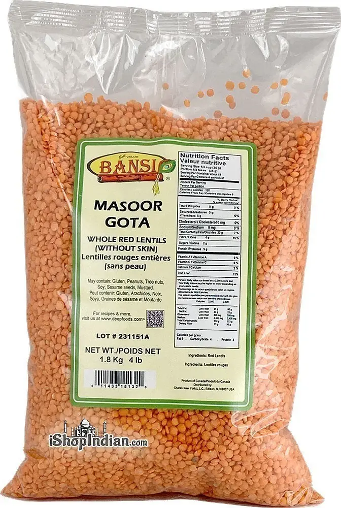 Bansi Masoor Gota   Whole Red Lentils (Without Skin)