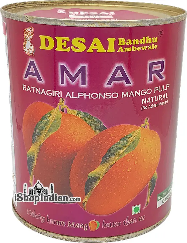 Desai Amar Ratnagiri Alphonso Mango Pulp  Natural   No Added Sugar