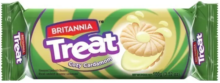 Britannia Treat Biscuits   Cardamom Cream Flavor