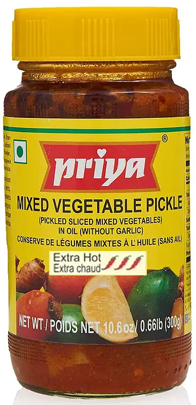 Priya Mixed Vegetable Pickle Without Garlic (Extra Hot)