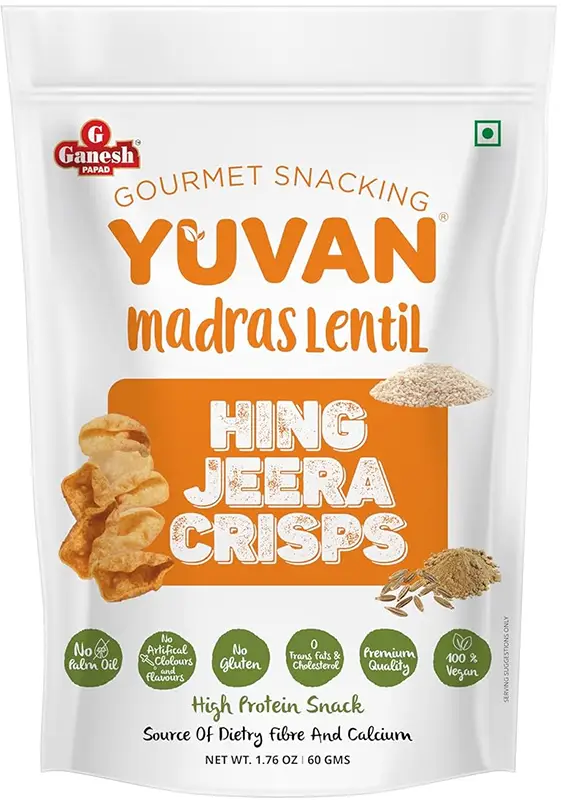 Ganesh Yuvan Madras Lentil   Hing Jeera Crisps (Gluten Free)