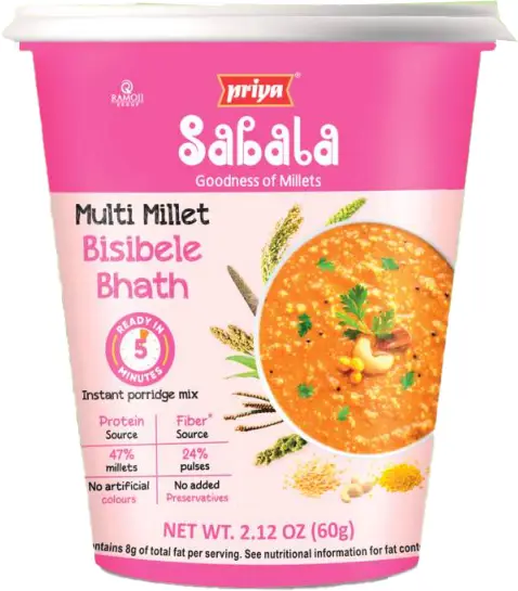 Priya Sabala Multi Millet Bisibele Bhath Instant Cup