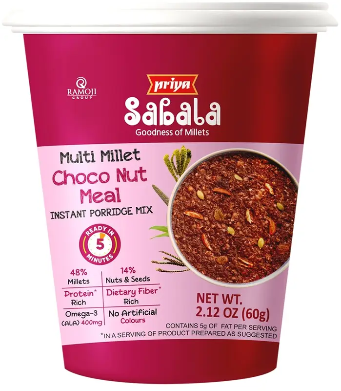 Priya Sabala Multi Millet Choco Nut Meal Instant Cup