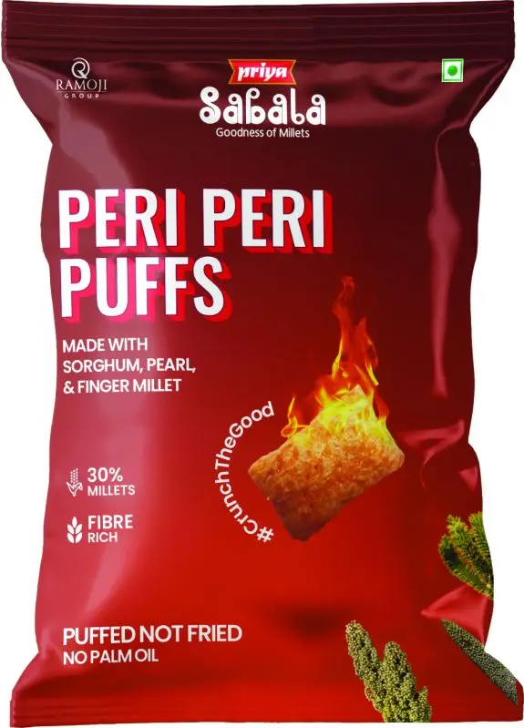 Priya Sabala Peri Peri Puffs   Puffed Millet Snack