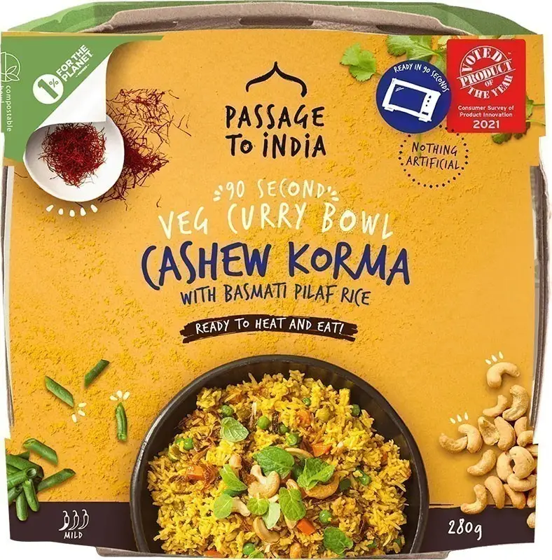 Passage To India   Veg Curry Bowl   Cashew Korma With Basmati Rice (Ready To Eat)