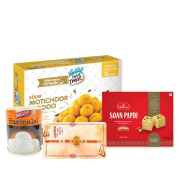 Premium Rakhi Gift Hamper – Rasmalai and Kesar Motichoor Ladoo