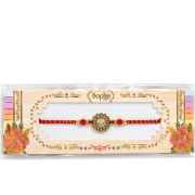 Red Thread Om Beaded Rakhi For Brother