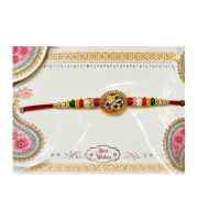 Red Thread Multicolor Beaded Floral Rakhi For Brother