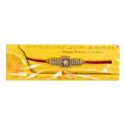 Red Thread Crystal Beaded Designer Rakhi For Brother