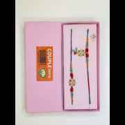 Multicolor Beaded Bhaiya Bhabhi Rakhi Set