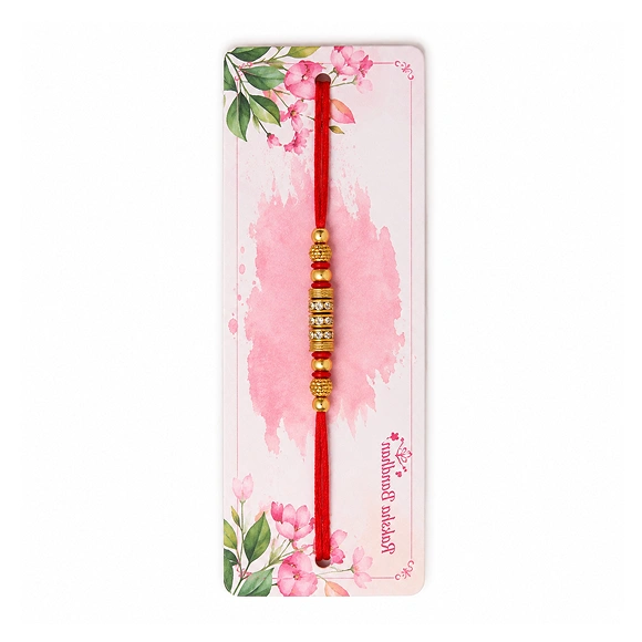 Red Thread Golden Beaded Rakhi for Brother