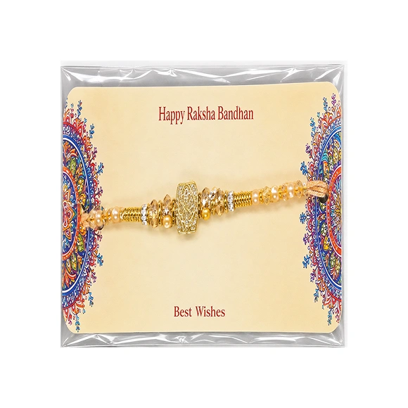 Golden Beaded Designer Rakhi For Brother