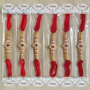 Red Beaded Traditional Rakhi