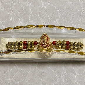 Gold Ganesha Beaded Rakhi