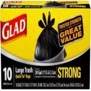 Glad Quick Tie Trash Bags Large 30 Gallon 10 Each