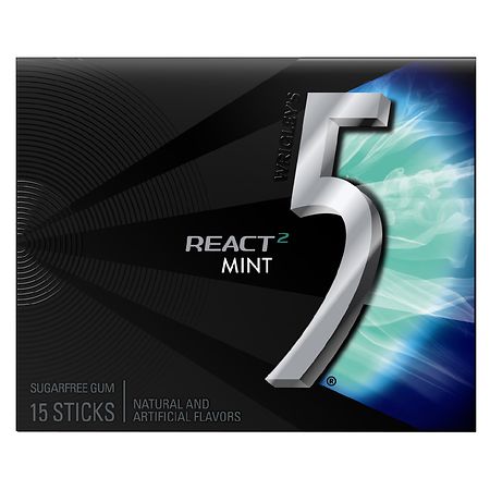 5 Gum React Mint Sugar Free Chewing Gum 15 COUNT