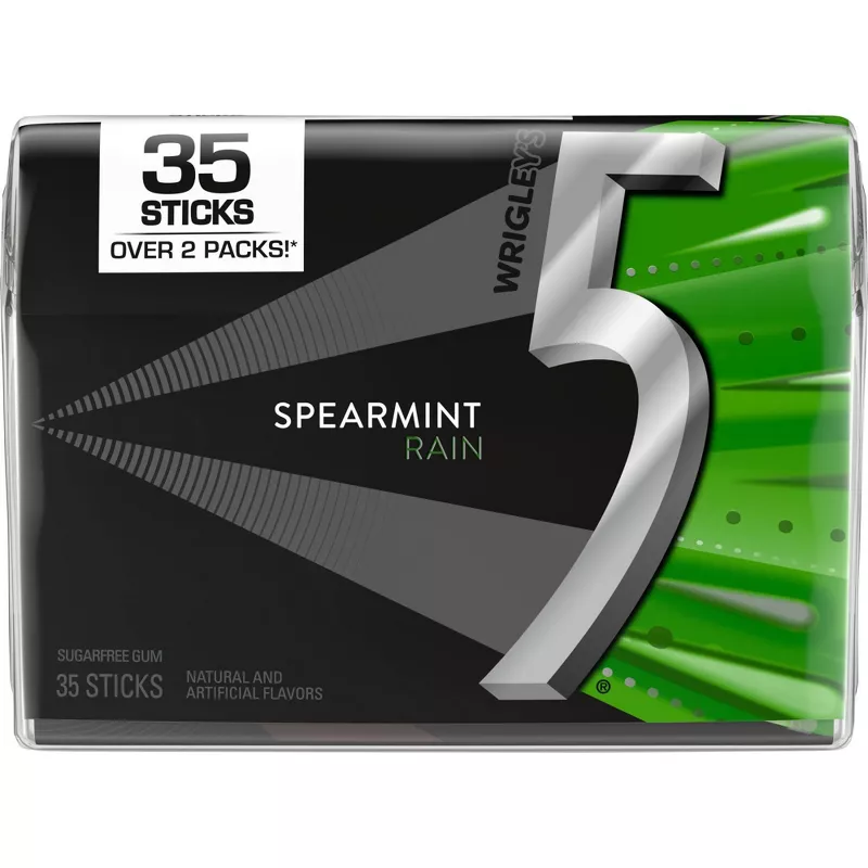 5 Gum Spearmint Rain Sugarfree Gum 35 COUNT