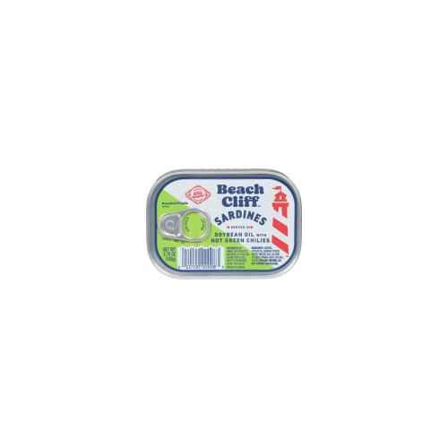BEACH CLIFF SARDINES HOT GREEN CHILLIES 3.75 OZ