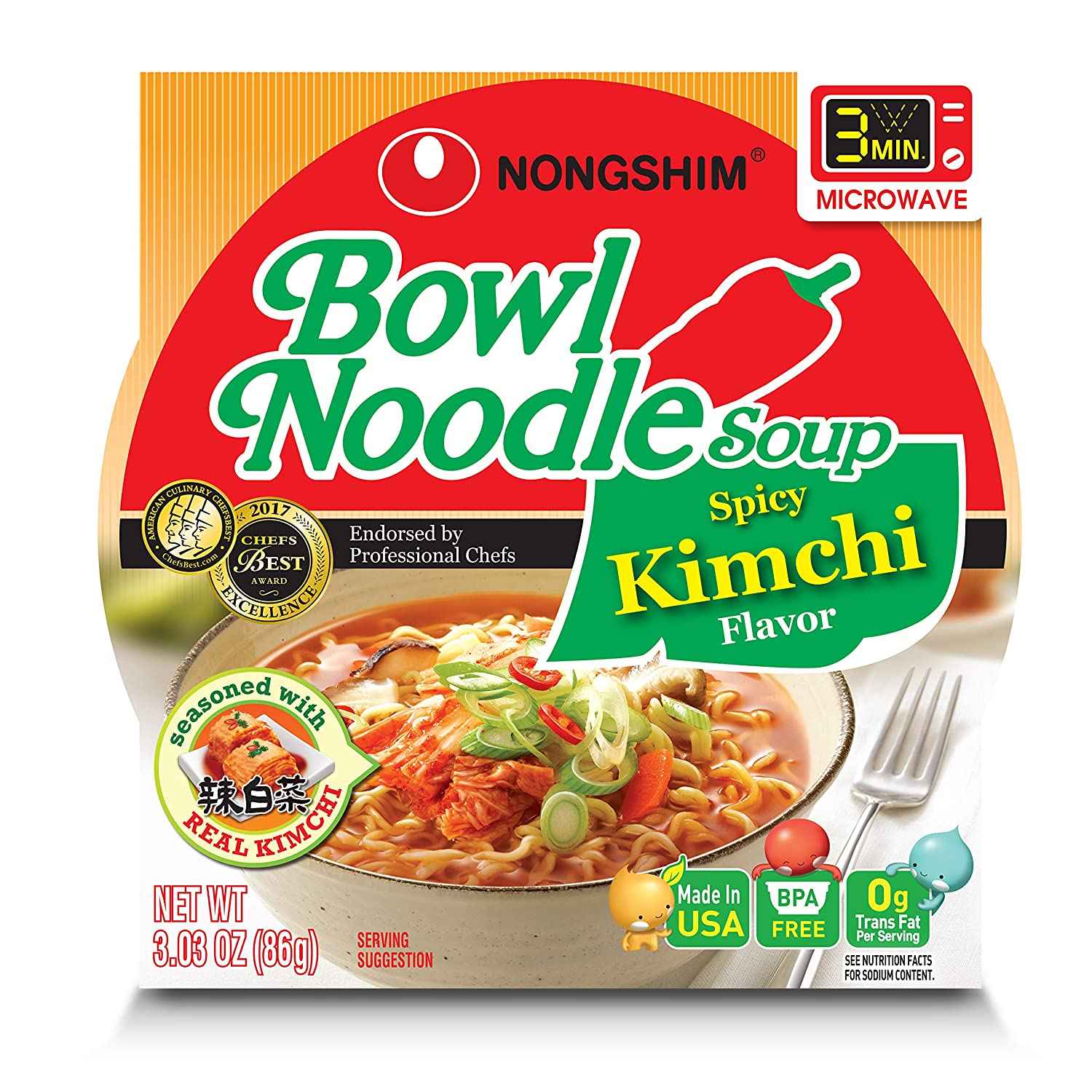NONG SHIM KIMCHI NOODLE BOWL 3.03 OZ