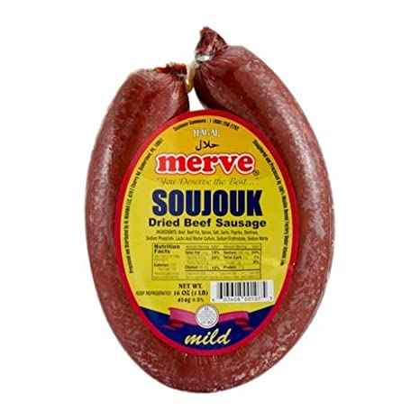 MERVE DRIED BEEF SOUJOUK HOT 16 OZ