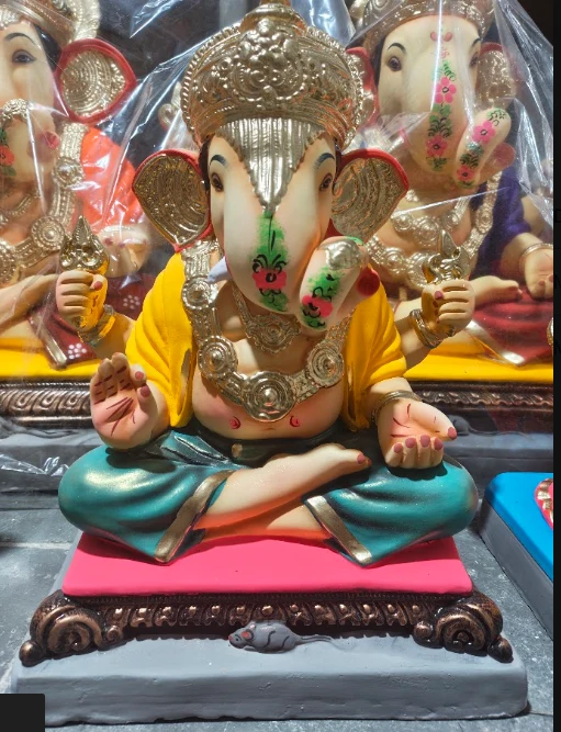 12 Inch Dagdusheth Style Ganpati Murti Clay