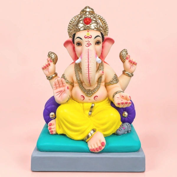 Lightweight Eco Friendly Ganesh Idol With Pillow Base 12 Inch