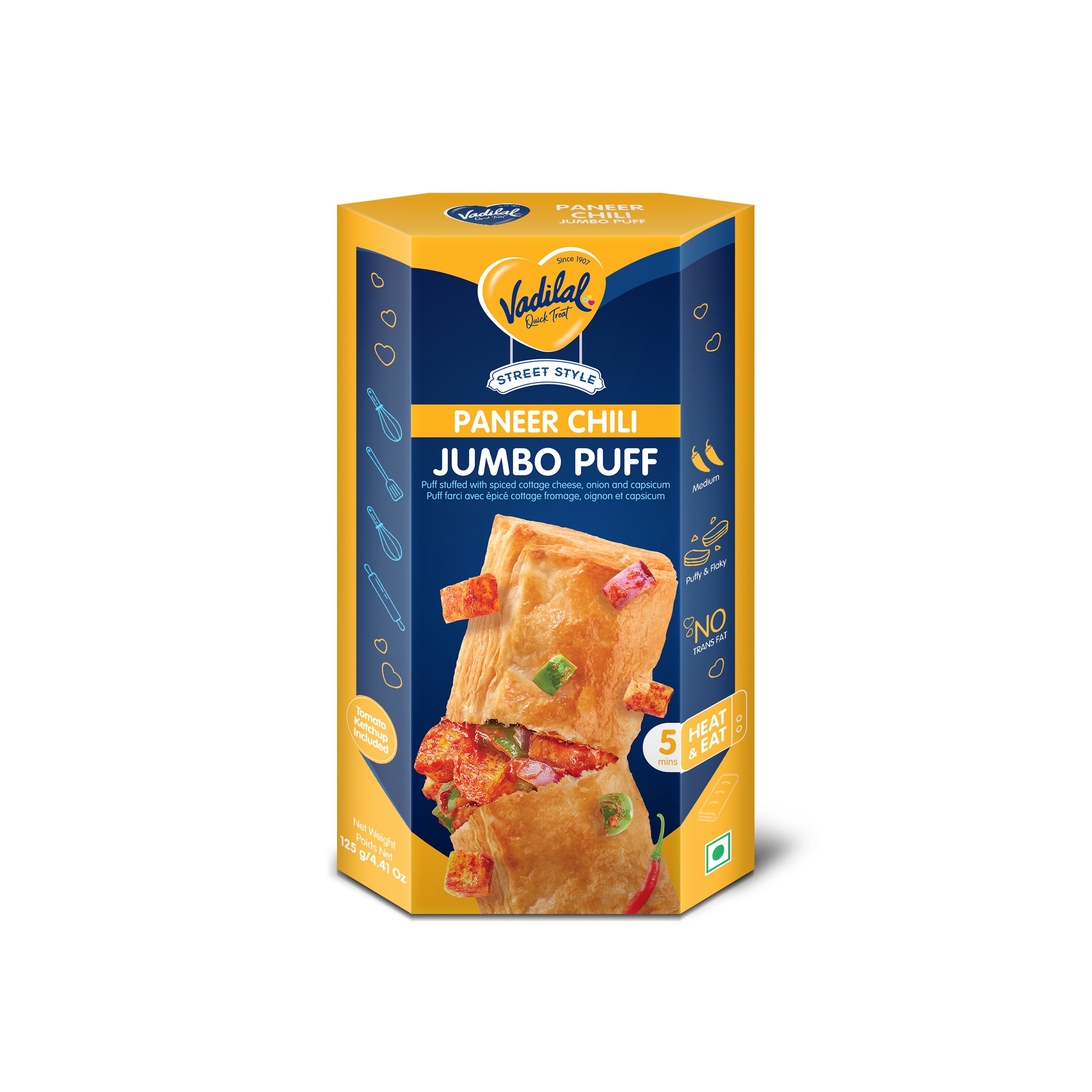 Vadilal Jumbo Paneer Chilli Puff 125 GM