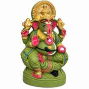 Traditional Eco Friendly Clay Ganesha Idol Green & Gold