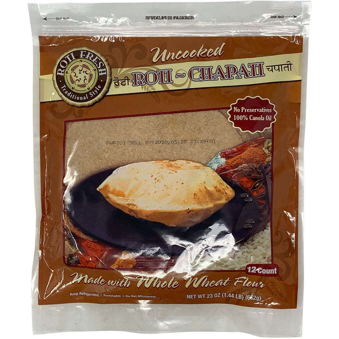 Roti Fresh Uncooked 12 Count