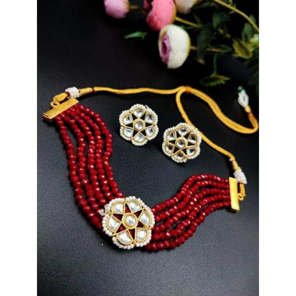 Prizetaa Alloy Gold plated Red Jewelry Set Pack of 1
