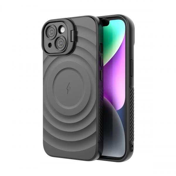 CoversCart Matte Black Titan Shield Wave Silicone Mag safe Back Case for iPhone 16